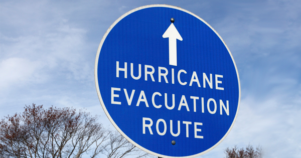 hurricane evacuation route sign