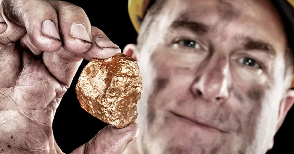 gold miner with nugget and life insurance