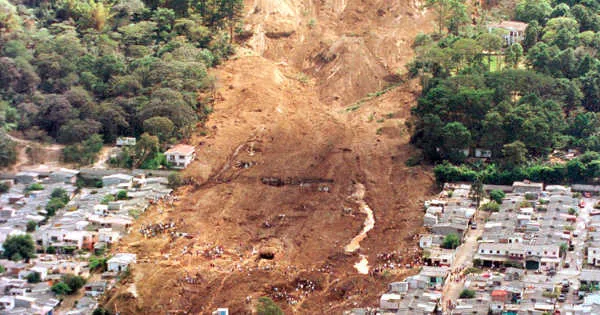 landslide on side of mountain
