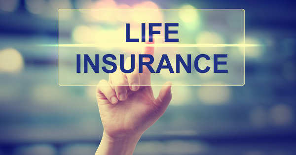 hand pressing life insurance