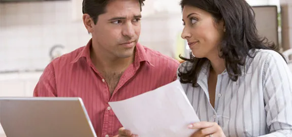 couple looking at eob statement