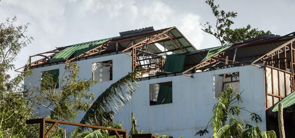 roof with wind damage