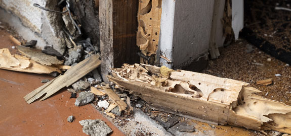 wood of home damaged by termites