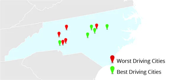 North Carolina's Best and Worst Driving Cities