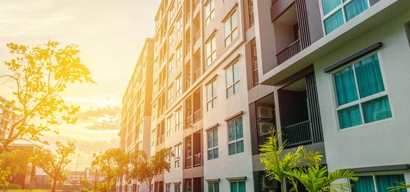 Row of condo buildings