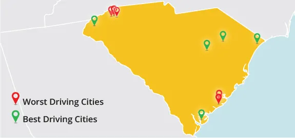 South Carolina Best and Worst Driving Cities