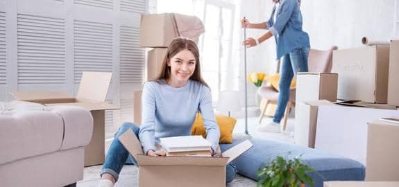 woman moving into apartment 