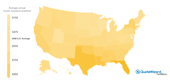 map of condo insurance rates by state