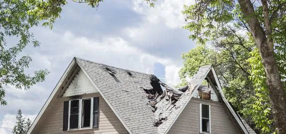unlivable home due to roof damage