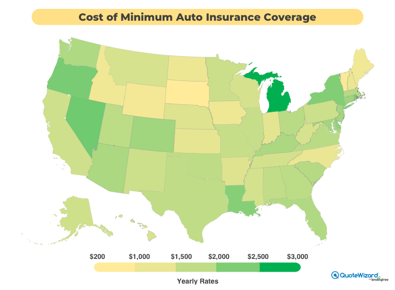 Cost of minimum coverage per state
