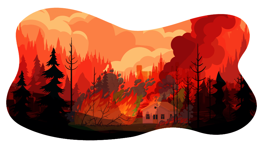 house burning from wildfire