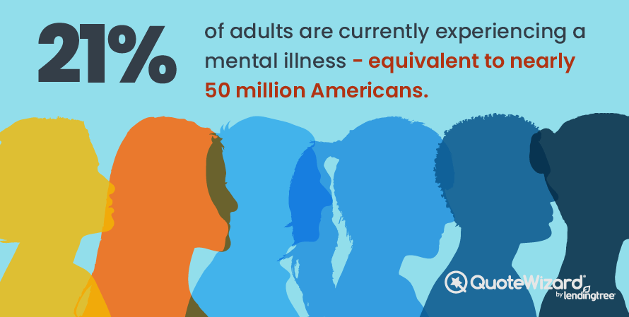 Informational graphic on those affected by mental illness in the United States