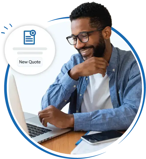 Man evaluating a new insurance quote he just received from QuoteWizard.